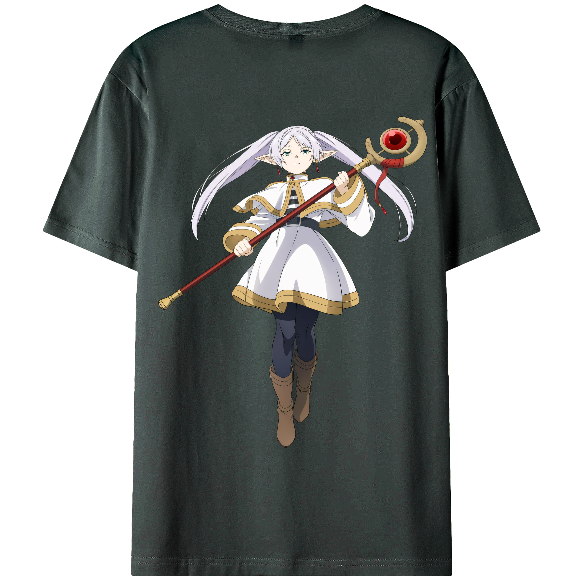 （画像用） 葬送のフリーレン Frieren 綿100％ メンズ半袖Tシャツ（バックプリント） 通気性